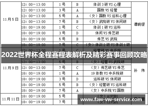 2022世界杯全程赛程表解析及精彩赛事回顾攻略